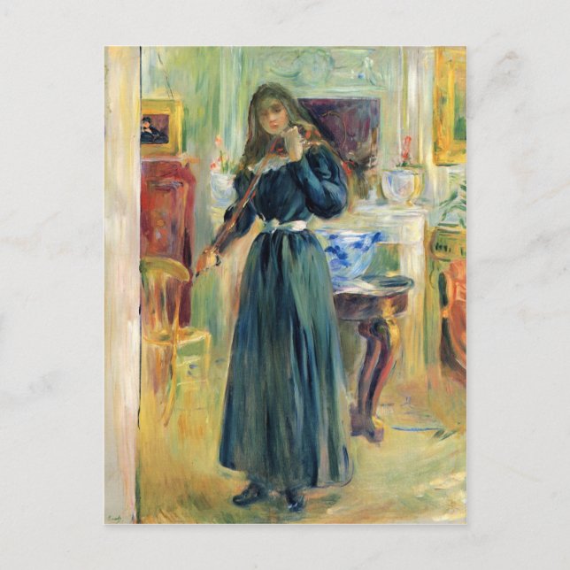 Julie spelar fiolin av Berthe Morisot Vykort (Framsida)