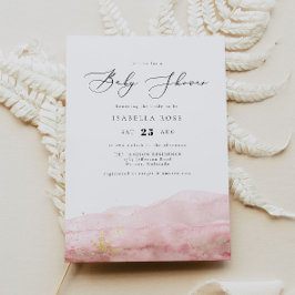 JULIEN | Rosa Vattenfärgning Guld Baby Shower Inbjudningar