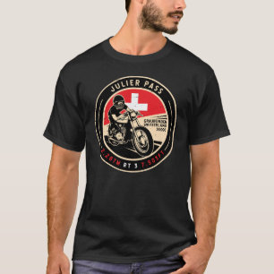 Julier Pass Schweiz Motorcykel T Shirt