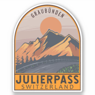 Julier Pass Schweiz Retro Travel Emblem Klistermärken