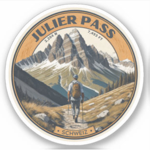 Julierpasset, schweiziska alptoppiga hårnålskurvor klistermärken