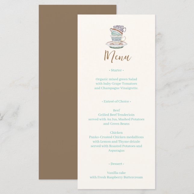 JULIET Tea Set Party Meny (Fram/baksida)