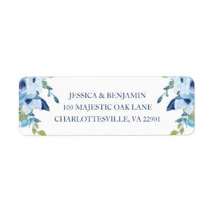 Juliett Elegant Dusty Blue Bröllop Returadress Etikett