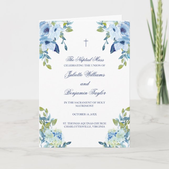 Juliette Catholic Bröllop Ceremony med Mass Program (Framsida)