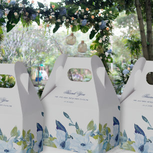 Juliette Dusty Blue Blommigt Bröllop Gable Favor B Presentaskar
