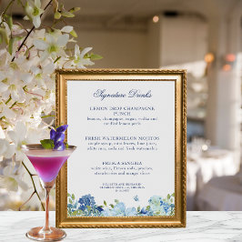 Juliette Dusty Blue Namnteckning Drinks Bröllop-te Poster