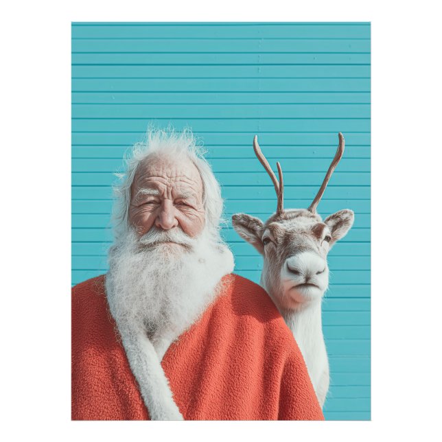 Julig duo med Tomte och renar Fototryck (Framsidan)