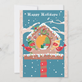 Julig Fågelhus Platt Julkort