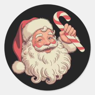 Julig gammaldags Santa Claus-ansikte rolig gammal Runt Klistermärke
