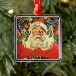 Julig gammaldags tomte i släde med leksaker julgransprydnad metall