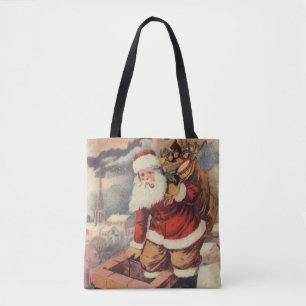 Julig gammaldags Victorian Sankt Nikolaus i skorst Tygkasse