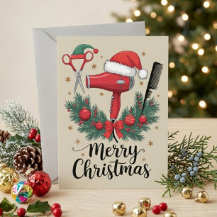 Julig Glad Jul Frisör Verktyg Design Helg Vykort