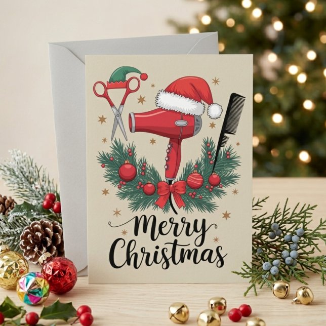 Julig Glad Jul Frisör Verktyg Design Helg Vykort (Skapare uppladdad)