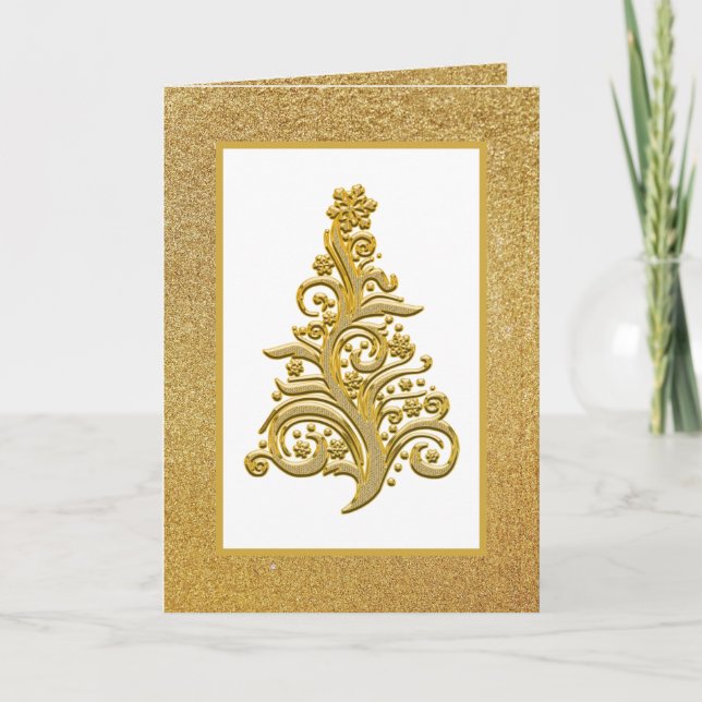 Julig Guld med Glitter / Inre Hälsning Helgkort (Framsida)