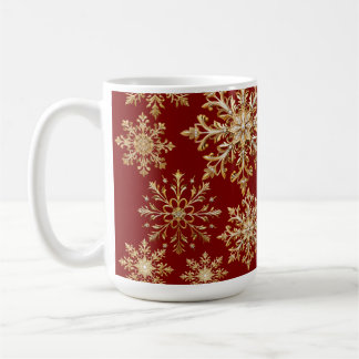 Julig Guld och Röd Snöflinga Kaffemugg