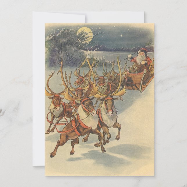 Julig inbjudan i vintage-stil med Santa Claus i vi (Framsida)