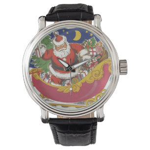 Julig jul, glad tomte med släde armbandsur
