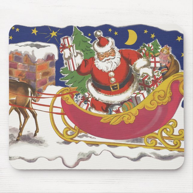 Julig jul, Glad tomte med släde Musmatta (Framsidan)