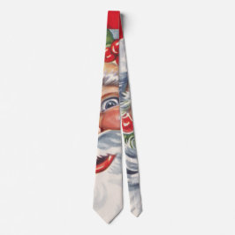 Julig jul, glädjefull tomte med sin mössa slips