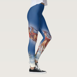 Julig jul, jultomten flyger släde med renar leggings