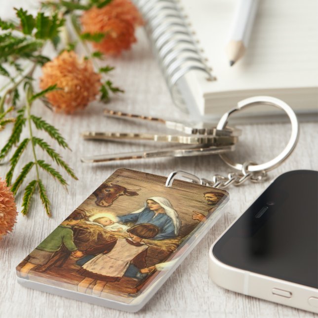 Julig jul, religiös julkrubba med Jesusbarnet (Högra Framsidan)