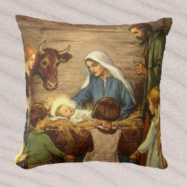 Julig jul, religiös julkrubba med Jesusbarnet Kudde