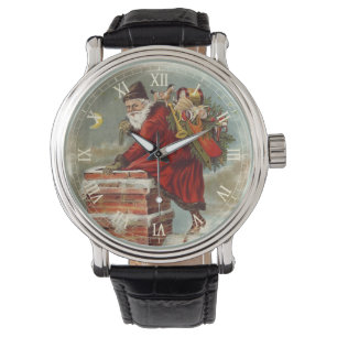 Julig jul Saint Nicholas på taket i viktoriansk st Armbandsur