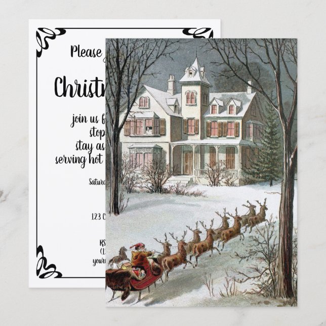 Julig jul, Sankt Nikolaus med renar Inbjudningar (Fram/baksida)