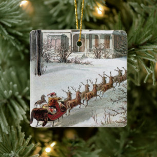 Julig jul, Sankt Nikolaus med renar Julgransprydnad Keramik