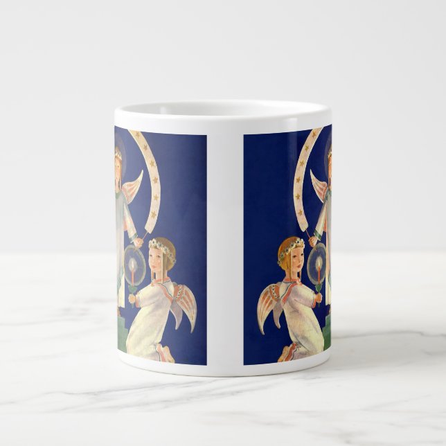 Julig jul, skandinaviska Santa Lucia-änglar Jumbo Mugg (Framsidan)