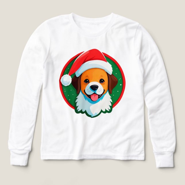 Julig jul tecknad hund t shirt (Design framsida)