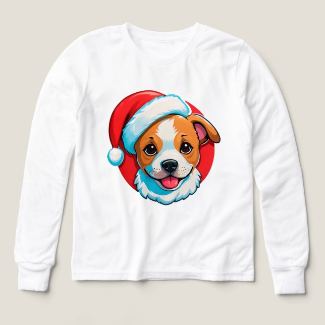 Julig jul tecknad hund t shirt (Design framsida)