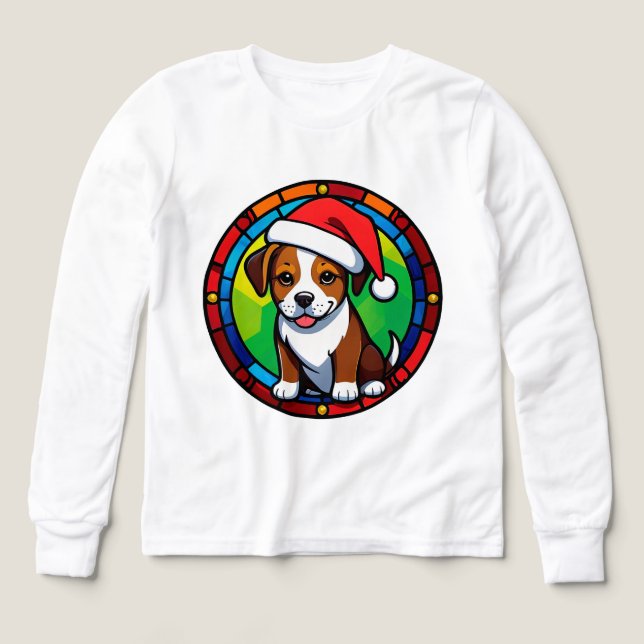Julig jul tecknad hund t shirt (Design framsida)