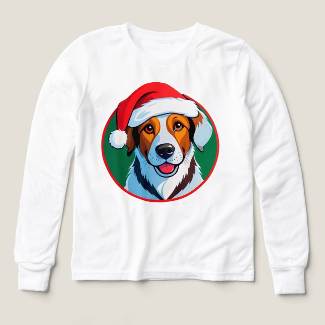 Julig jul tecknad hund t shirt (Design framsida)