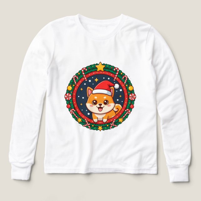 Julig jul tecknad hund t shirt (Design framsida)