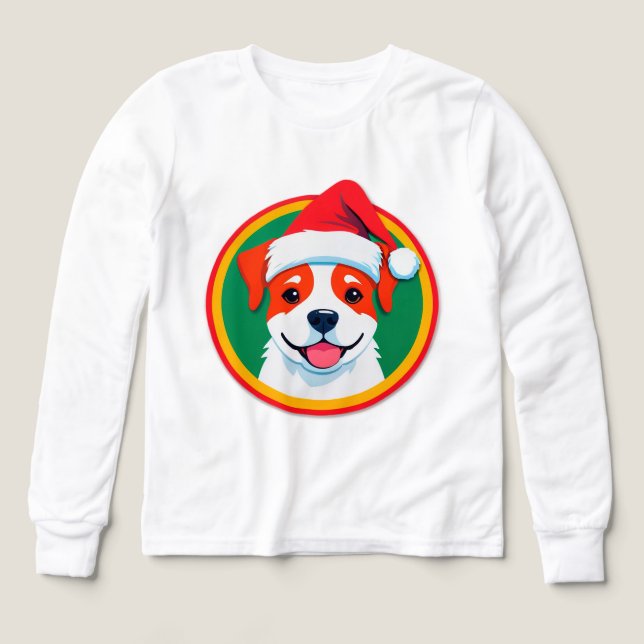 Julig jul tecknad hund t shirt (Design framsida)