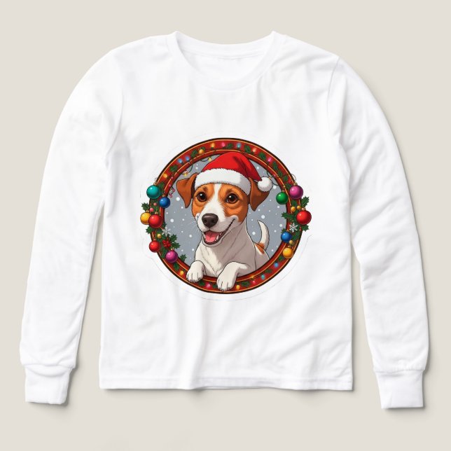 Julig jul tecknad hund t shirt (Design framsida)