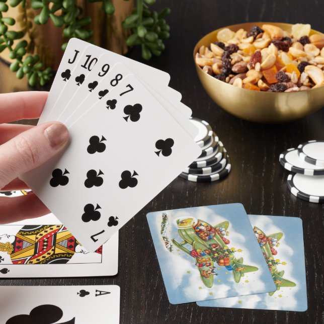 Julig jul, Tomte flyger ett flygplan Casinokort (På plats)