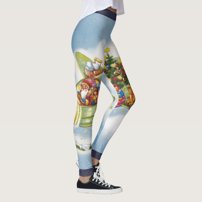 Julig jul, Tomte flyger ett flygplan Leggings (Höger)