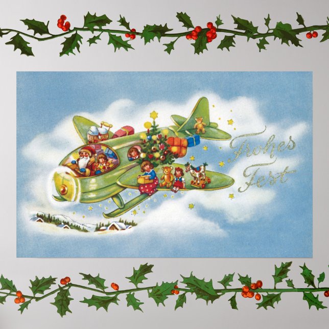 Julig jul, Tomte flyger ett flygplan Poster (Skapare uppladdad)