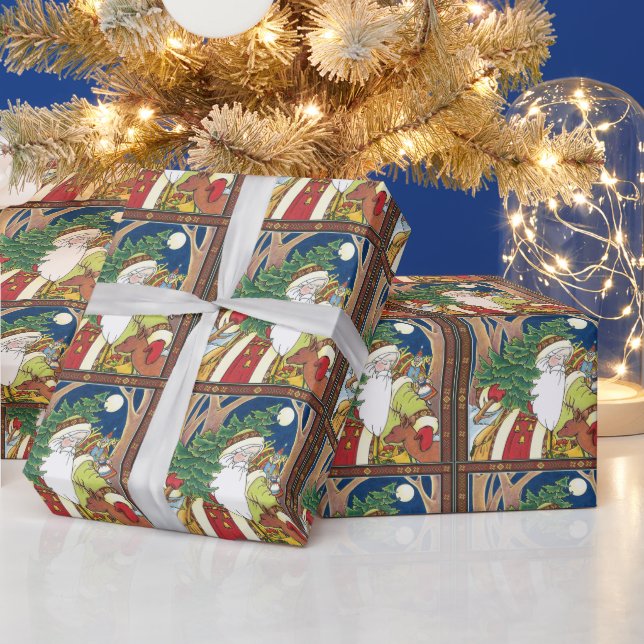 Julig jul, Tomte hjort i skog Presentpapper (Helgdagar)