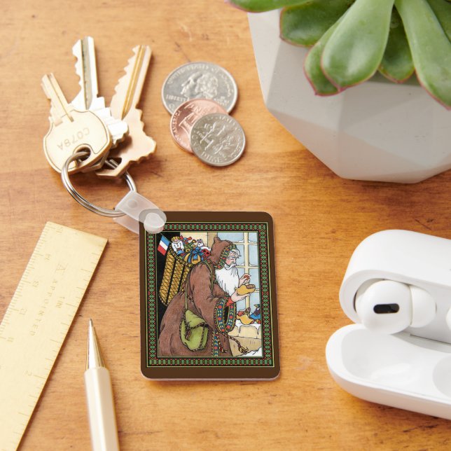 Julig jul, Tomte Lekar Träskor Skor Nyckelring (Skrivbord)