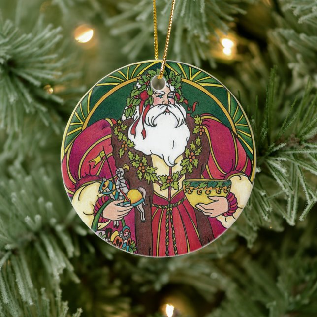 Julig jul, Tomte med järnekronblad Julgransprydnad Keramik (Träd)
