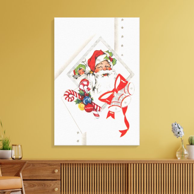 Julig jul, Tomte med sockerrör Canvastryck (Insitu (Vardagsrum))