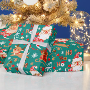 Julig jul tomte och renar presentpapper