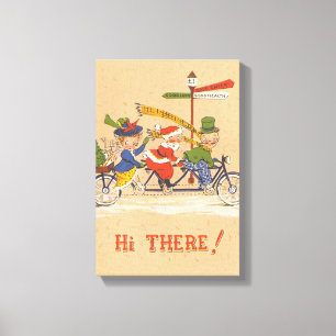 Julig jul, Tomte på cykel Canvastryck