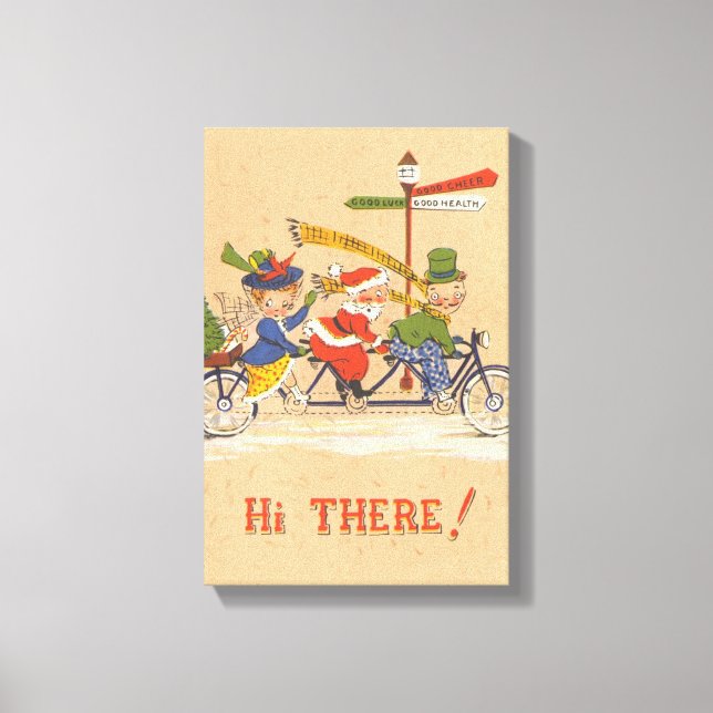 Julig jul, Tomte på cykel Canvastryck (Framsida)