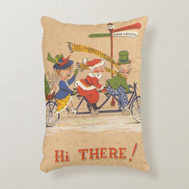 Julig jul, Tomte på cykel Prydnadskudde (Framsidan(Vertikal))