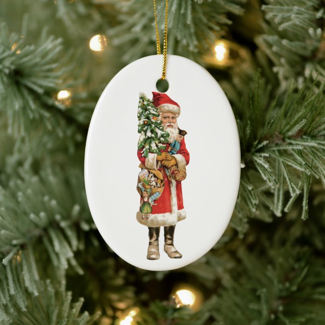 Julig jul, utklippsbild av tomte julgransprydnad keramik (Träd)