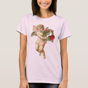 Julig jul, viktoriansk ängel med blomsterkrans tee shirt
